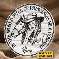 Personalized Cowgirl Wood Round Sign